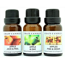 3 Bottles Set, 1 Apple Jack & Peel, 1 Apple & Oak, 1 Apples Pine & Cedar 1/2 Fl Oz Each (15ml) Premium Grade Scented Fragrance Oils by Crazy Candles