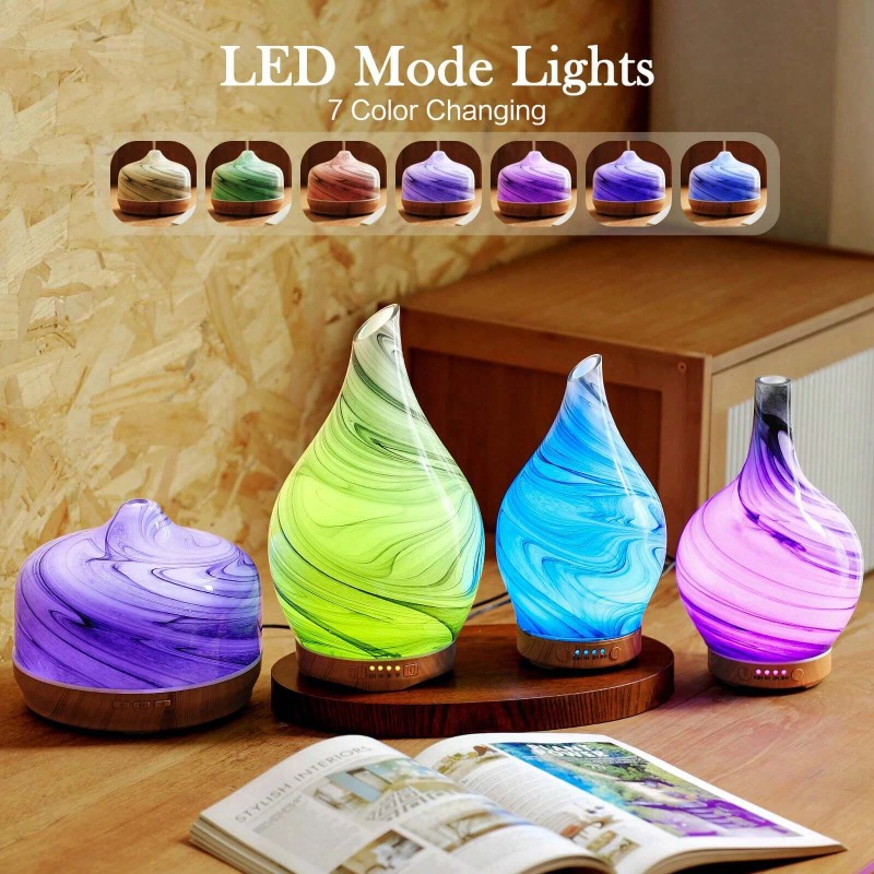 Porseme 500ml 3D Glass Oil Diffuser - Auto Shut -