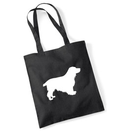 huuraa Jute Bag English Cocker Spaniel Silhouette Bag Cotton 10 Litres Size with Motif for Dog Lovers Gift Idea for Friends and Family, black