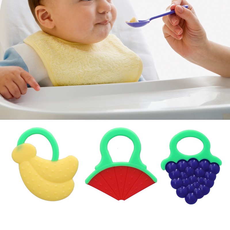 3Pcs Baby Teething Toys Lovely Fruit Shape Teeth Discomfort Relief