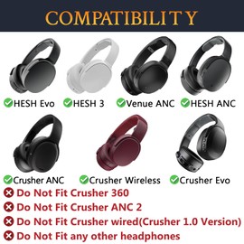 SOULWIT Cooling Gel Replacement Ear Pads for Skullcandy Hesh 3/ANC/Evo & Crusher Wireless/ANC/Evo & Venue ANC Over-Ear Headphones