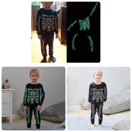 HahaNice Children's Glowing Pajamas, Boys, Long Sleeves, Kids, Halloween, Costume, Cosplay, Party, Girls, T-Shirt + Long Pants, Top & Bottom Two-Piece, Boys, Spring, Autumn, Winter, Cool, Popular
