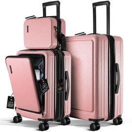 TRAVELARIM Luggage Sets 3 Piece, 22 Inch Carry on Luggage and 24 Inch Suitcases with Wheels Spinner, Durable Hard Shell Suitcase Set, Expandable Travel Suitcase, Pink