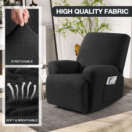 Timeles Recliner Covers Extra Wide Recliner Chair Covers Reclining Couch Covers Sofa Slipcovers Stretch Soft Washable (Single-Seater Oversized, Black)