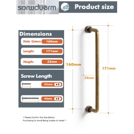 SORWDUERM 2Pack Antique Brass Cabinet Pull 160mm Hole Center Vintage Kitchen Cupboard Handles Furniture Hardware for Wardrobe Drawer Dresser