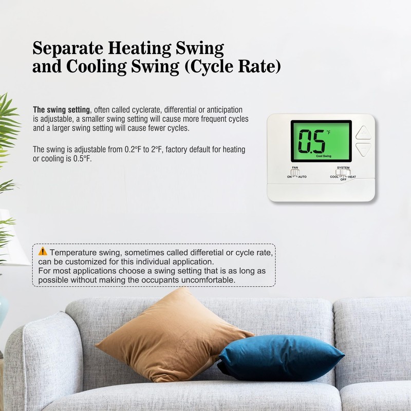 Heagstat Non-Programmable Thermostats for Home Single-Stage 1 Heat/ 1 Cool