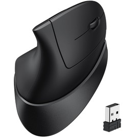 iClever Ergonomic Mouse, 2.4G Wireless Vertical Mouse, Silent Click, 7 Buttons, USB-C Rechargeable, 4 DPI 800/1200/1600/2400 with 3 Adjustable Tilt, Jiggler for Laptop, PC, Computer, Windows 8/10/11