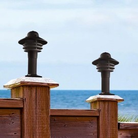 Solus Nautical Outdoor Post Top Light – Bollard Fixture for 3" Pole with LED Bulb, Black or White Finish, Non-Corrosive, Made in USA (Black, Cool White (4000K), Single Pack)