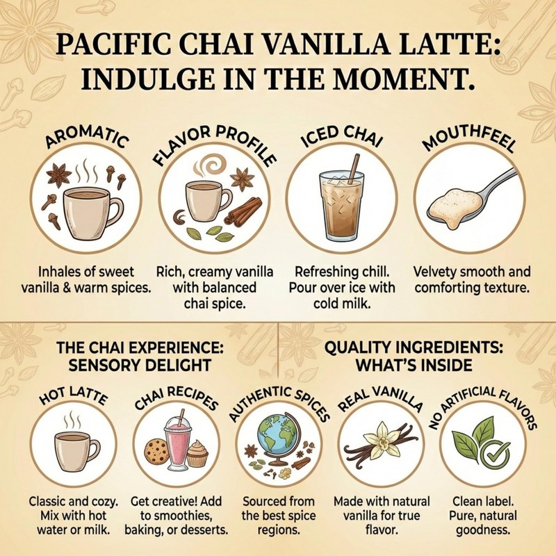 Pacific Chai Vanilla Chai Latte, Instant Powered Dry Chai Tea