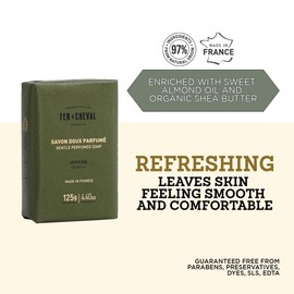 Fer à Cheval Gentle Perfumed Soap 2-Pack – Verbena – 125 g / 4.4 oz Each – Refreshing French Soap Bars with Shea Butter – Made in France