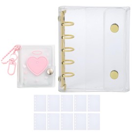 [number-kp] Seal Notebook, Transparent, M5 Size, 10 Refills + Mini Sticker Book with Key Holder, Seal Binder for Pushing/Seal Collection/Prikra/Cheki Storage (Yellow)