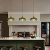 Shenmoyl Pendant Light with Green Scindapsus Glass Lmapshade, Brass Vintage