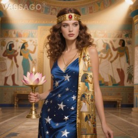 VASSAGO Eye of Horus Ankh Cross Necklace for Men Women Stainless Steel Ancient Egyptian Key of Life Pendant Necklace Amulet of Protection Egypt Jewelry Gift, Stainless Steel, No Gemstone