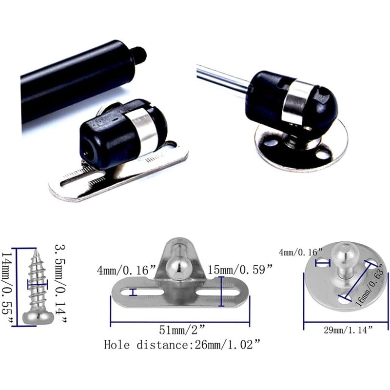 30N/6.8 lb Gas Strut Cabinet Hinge Safety Lift Support, Soft