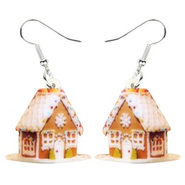 DALANE Acrylic Christmas Anime Gingerbread House Earrings Dangle Drop Candy Cane Jewellery for Women Ladies Girls Kids Funny Gifts, Acrylic, No Gemstone