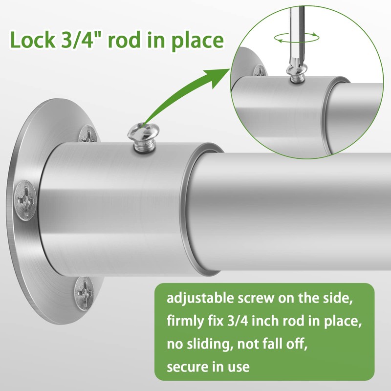 Closet Rod Flange Holder, Stainless Steel Closet Rod Bracket 3/4