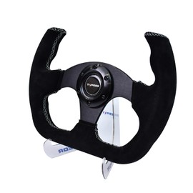 TIYPEOR D Shape Kart-Style Open-Top Suede Racing Steering Wheel for Drift,Game,Golf Cart