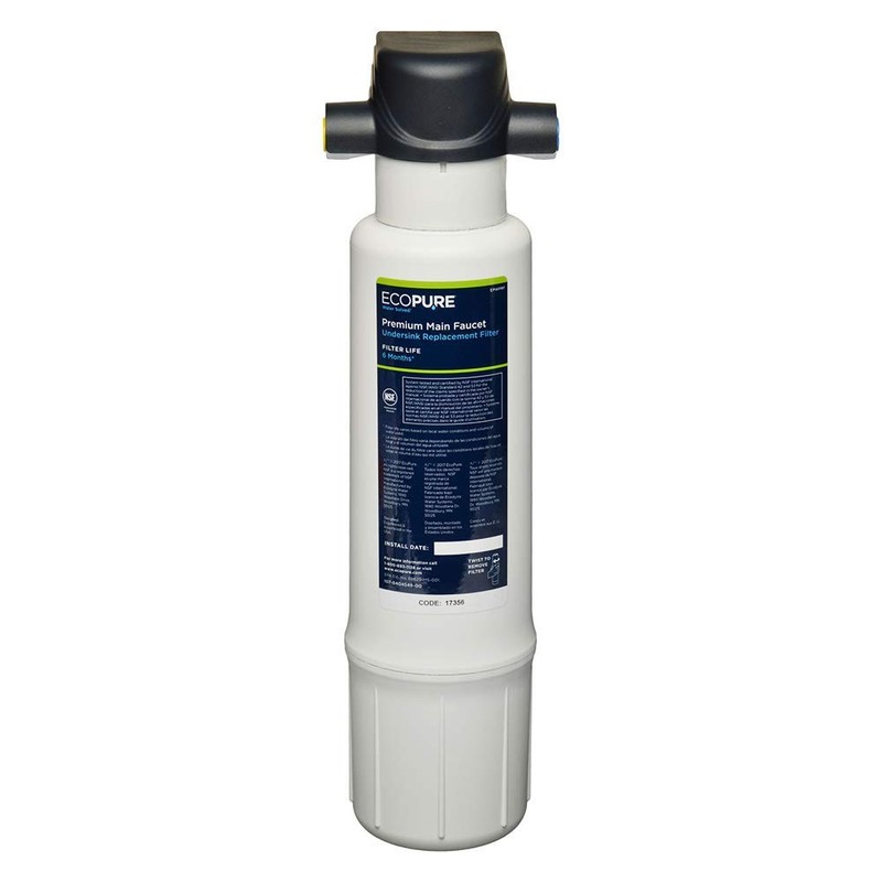EcoPure EPWPRF Premium Main Faucet Drinking Water Replacement Filter, White,