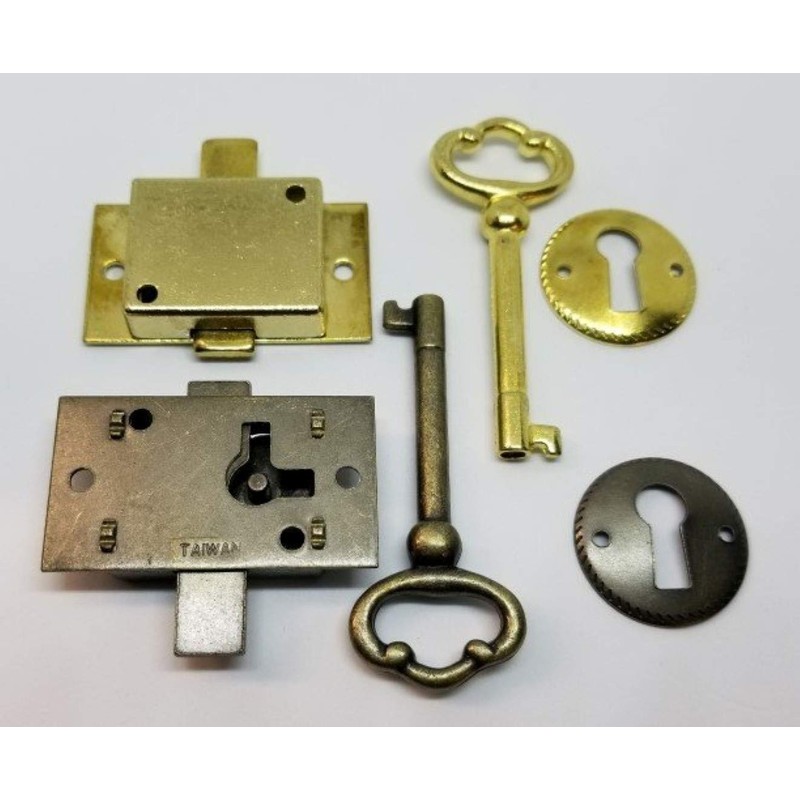 Antique Brass Small Flush Mount Lock Set Kit - Plated