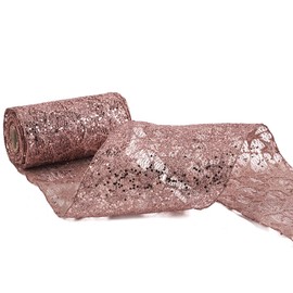 MEEDEE 6 Inch Wide Rose Gold Glitter Mesh Web Wired Edge Ribbon - 10 Yards Roll for Christmas Tree, Garland, Holiday Wreaths, Bows, Centerpiece, Gift Wrapping