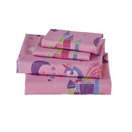 Sheet Set Unicorn Castle Rainbow Stars Pink Purple Multi-Color for Girls/Teen-Girls New # Unicorn Castle (Queen Sheet)