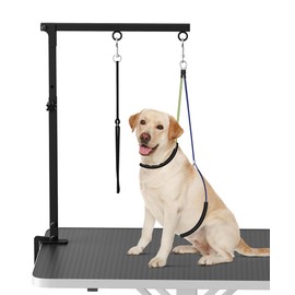 Artibear Dog Grooming Arm with Clamp for Small Dog, Adjustable Height to 33in, Pet Grooming Arm for Table with 1 Loop Noose & 2 No Sit Haunch Holder for Home & Store Nail Trimming (Table Not Include)