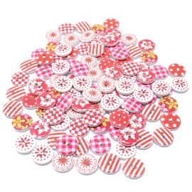 Red 100 Mix Wooden 15mm Round Shabby Chic Buttons Craft Cardmaking Embellishments
