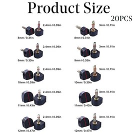 20 Pairs High Heel Tips 5 Sizes Non-Slip Black U Shape Heel Tip Pin Dowels 8/9/ 10/11/ 12 mm Repair Replacement Taps Protector Caps for Women Ladies Shoes