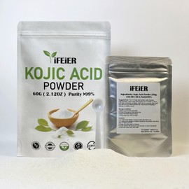 iFEiER Pure Kojic Acid Powder 240g(8.47oz) for Skincare Products and Homemade Cosmetics. Natural and Organic bulk packing Kojic Acid Dipalmitate Powder for DIY lotions | creams | serums | soaps