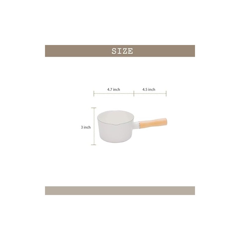 FYUEROPA Enamel Milk Pot, Butter Warmer Non-stick Mini Saucepan, 4.7