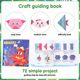 352 Sheets Origami Paper for Kids & Beginners with 72 Patterns, Coloured Paper Double Sided Bulk Folding Book Blank Square Craft Papers DIY Oragami Gift Set for Boys Girls Ages 3+