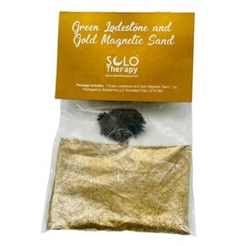 Solo Therapy Green Lodestone (1 ct) and Gold Magnetic Sand (1 oz), Good Luck, Prosperity, Abundance Spells, Money Rituals