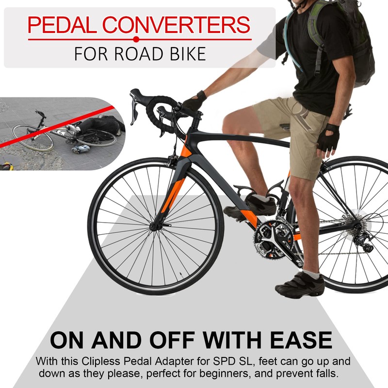 BUCKLOS Bike Platform Pedal Converter for Shimano SPD-SL, Universal Clipless