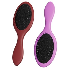 WeiLa Anti-Static Hair Brush Oval, Stainless-Steel Bristles Detangler for Wigs & Hair, ABS Handle (Jasper Red + Rose, Couple)