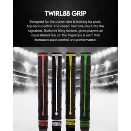 Buttendz TWIRL88 Hockey Stick Replacement Grip - Thin Knob Player Grip for Peak Control, Fits All Stick Sizes - Reusable Rubber Replacement Hockey Grip (Black, White Drip)