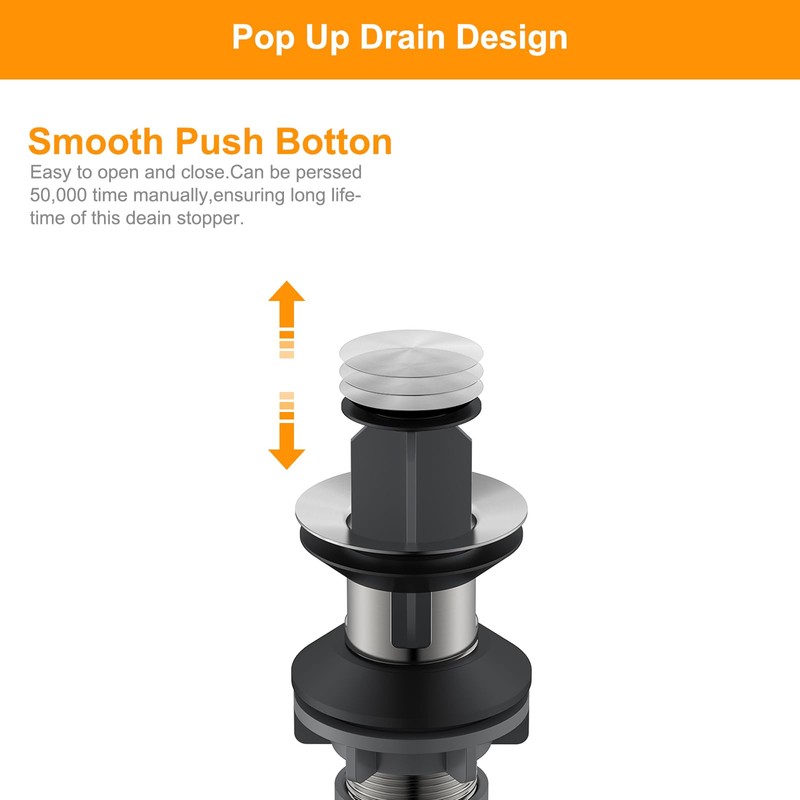 Pop-up Sink Drain Stopper with Lift Rod - Universal Bathroom