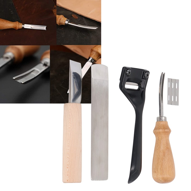Metal Leather Skiver Set Easy Cutting Incisive Curved Handle Safety