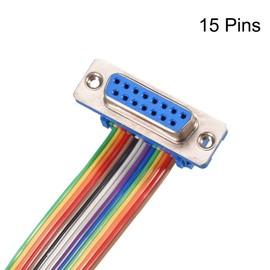 sourcing map IDC Rainbow Wire Ribbon Cable DB15 M/F Male 2.54 mm Pitch 19.7 Inch Long
