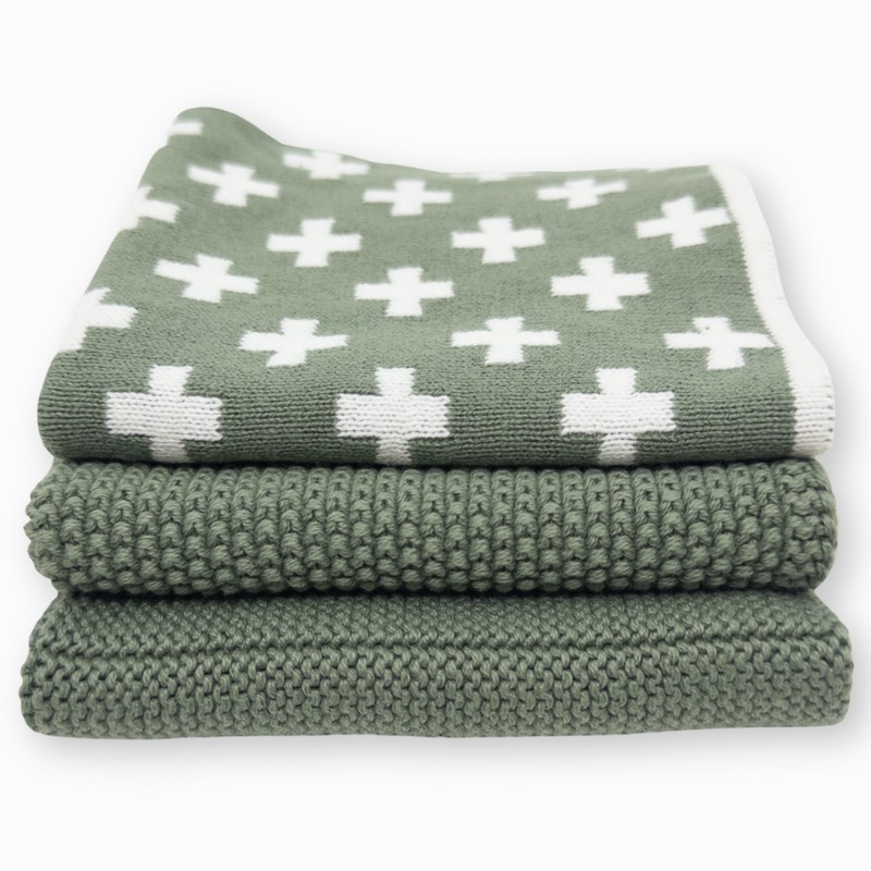Ecovask Dish Cloth 3pc Variety Pack Organic Cotton, Pool Party