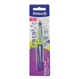Pelikan Erase 2.0 Erasable Ergonomic Rollerball Pen - Blue Ink - for Right and Left-Handed Users - Non-deformable M Tip - Refill Included - Refillable