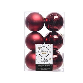12 Christmas Tree Baubles, 60 mm Plastic Christmas Decoration Baubles