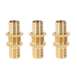 Messing Schlauchanschluss Adapter, 3 Stück 19mm Schlauchtülle Schottverschraubung Kupplung, Messing Fitting Anschluss für Wasser, Luft, Kraftstoff, Verbindung