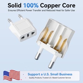 4 Pack European Travel Plug Adapter, Unidapt US to Europe Plug Adapter, European Adapter Type C Pin Adaptor, Outlet Converter America USA to Europe Italy Spain Germany France EU, Power Plug, White
