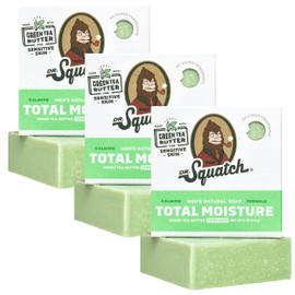 Dr. Squatch Dr. Squatch NEW Total Moisture Men's Bar Soap - 3-Pack Green Tea Butter - No Added Fragrance - Calming Next-Level Nourishment - Formulated for Sensitive Skin - Non-Exfoliating