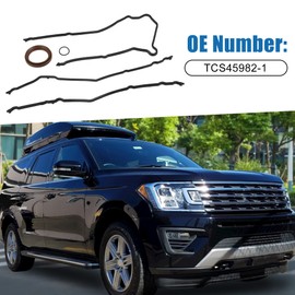 A ABSOPRO Car Timing Cover Seal Gaskets Set TCS45982-1 for Ford Expedition 1999-2004 Metal Rubber Black