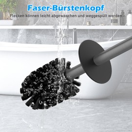 Mozmmhi Toilet Brush Made of 304 Stainless Steel, Toilet Brush Set with Wall Mounting and Brush Holder - Includes 2 Brush Heads (Round Gray)