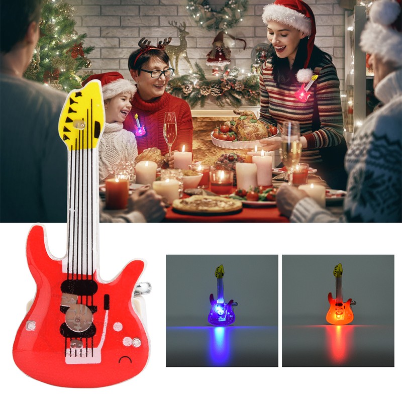25pcs Guitar Animal LED Luminous Brooch Badge Pin Party Favors