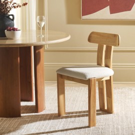 SAFAVIEH Home Collection Cayde Modern Cream Boucle Seat & Light Blonde Solid Wood Dining Chair