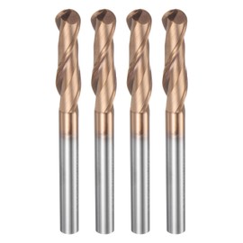 sourcing map 4 Pcs Ball Nose End Mill 2 Flute 0.315" Diameter 1/4" Shank Tungsten Carbide Spiral CNC Router Bits 1-1/4" Cutting Length Single End Ball Cutting Tool for Carving Engraving