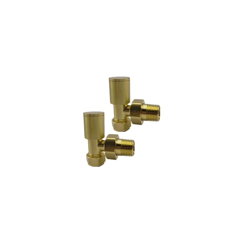 Greened House Alton Brushed Brass/Gold Angled Towel Rail Valves 1/2"